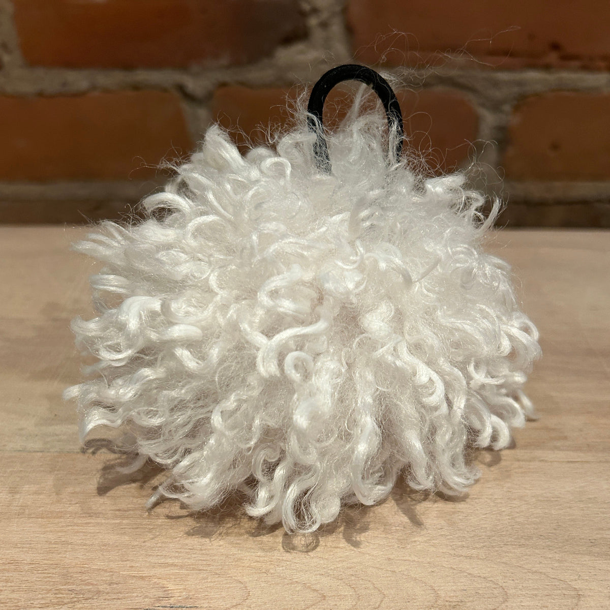 White Curly Lamb Hat Pom, 5 Inch