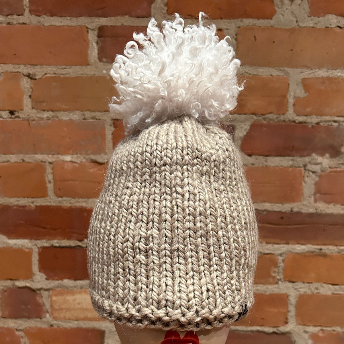 White Curly Lamb Hat Pom, 5 Inch