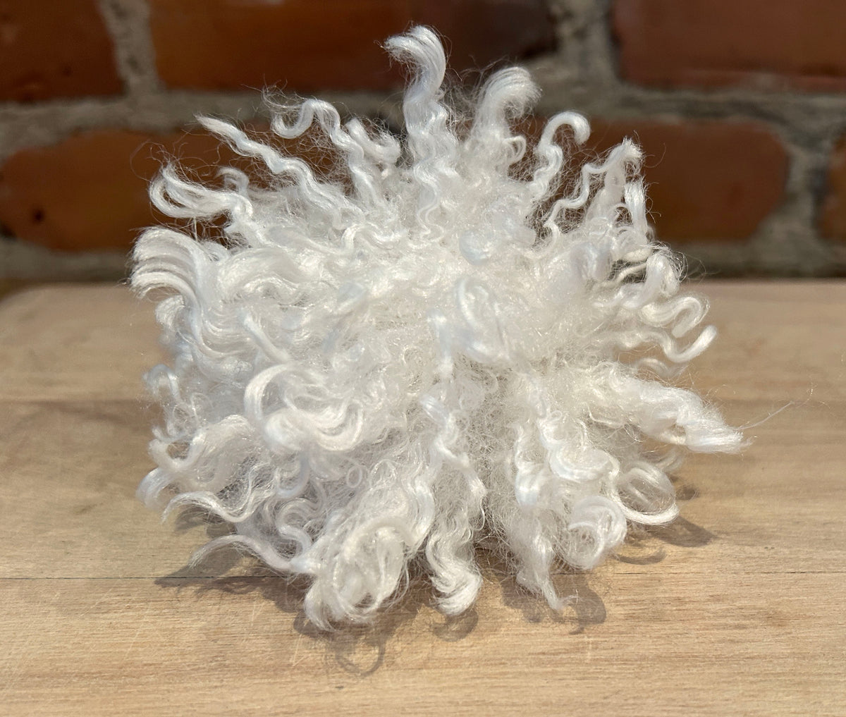Winter White Faux Fur Curly Pom, 3.5 Inch