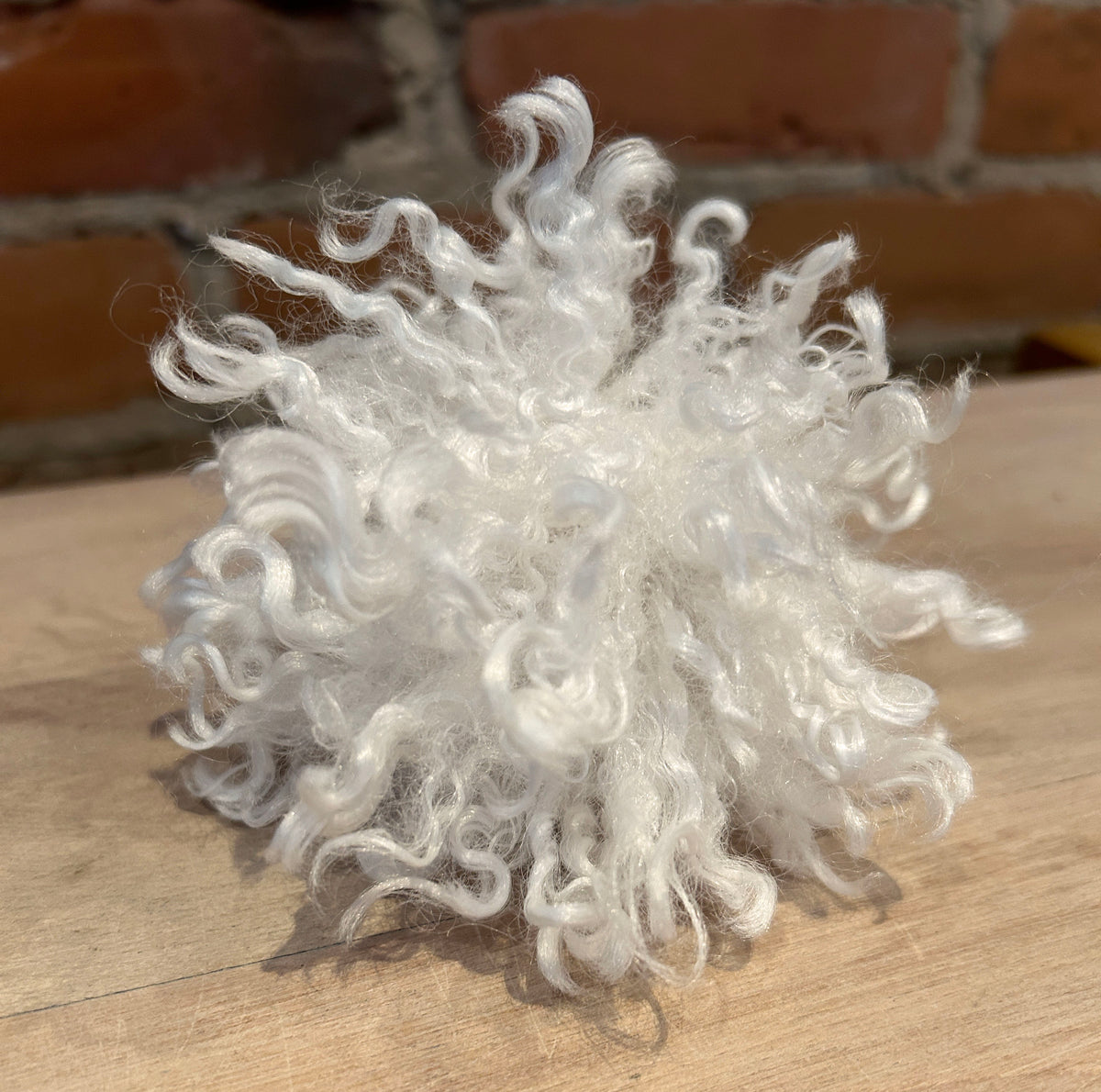Winter White Faux Fur Curly Pom, 3.5 Inch