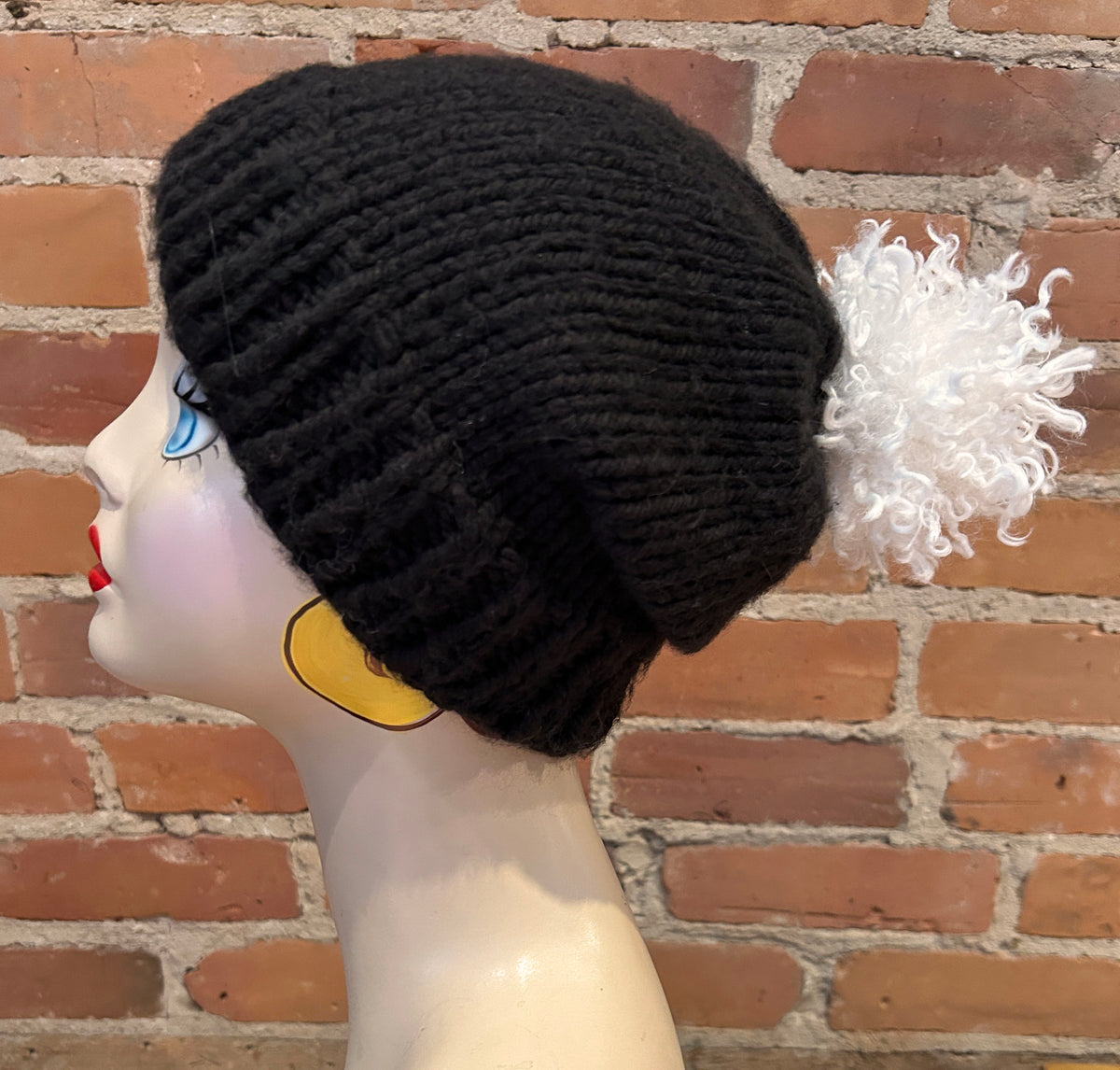 Winter White Faux Fur Curly Pom, 3.5 Inch