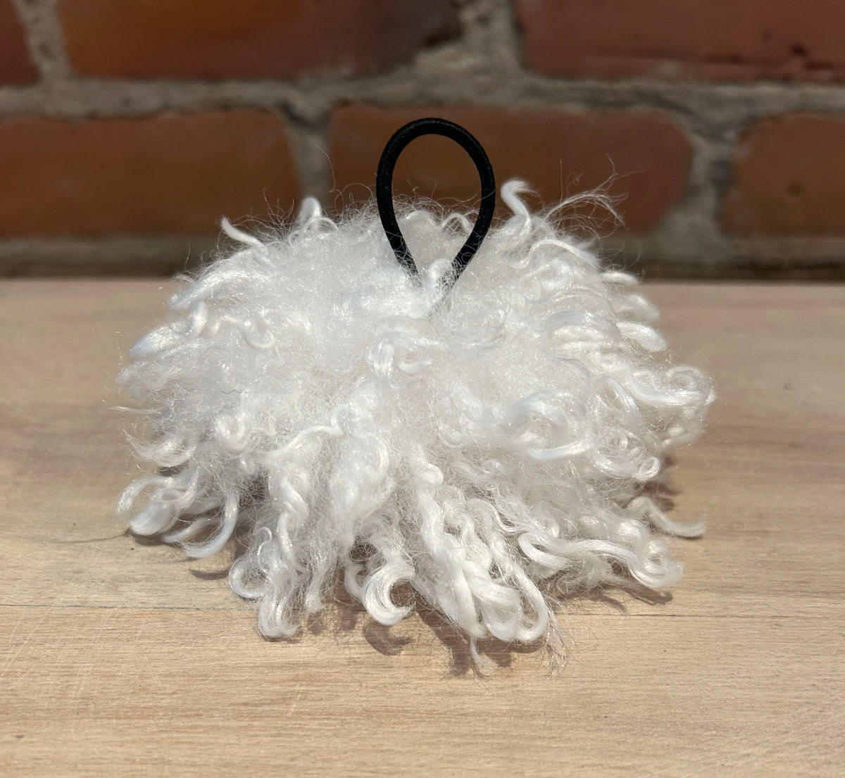 Winter White Faux Fur Curly Pom, 3.5 Inch