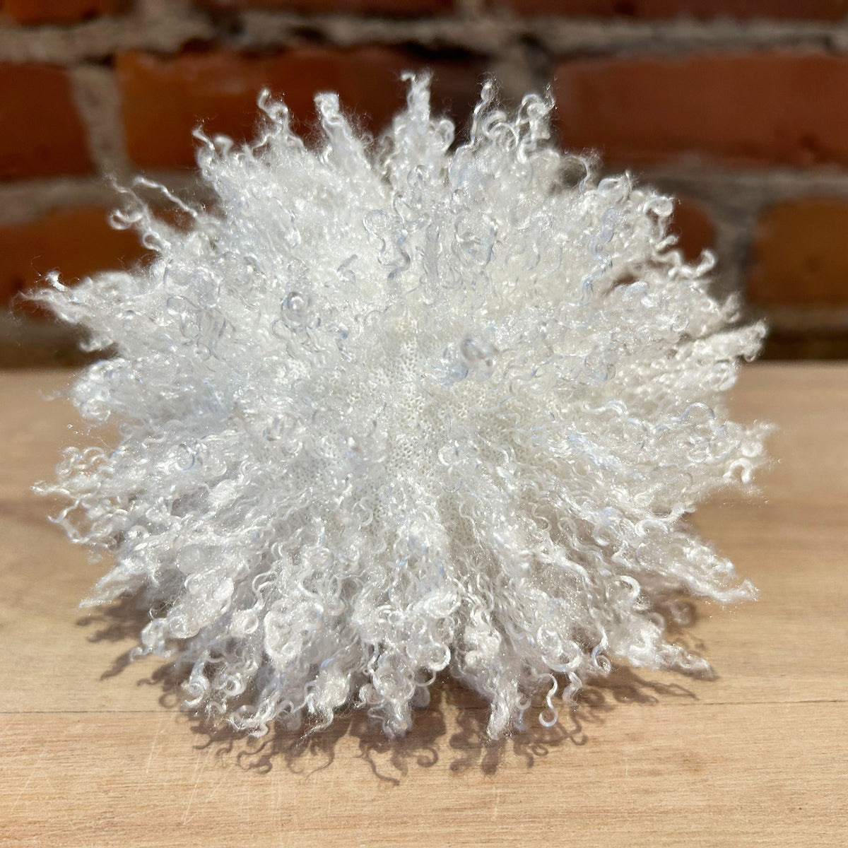 Ice White Curly Lamb Hat Pom, 5 Inch