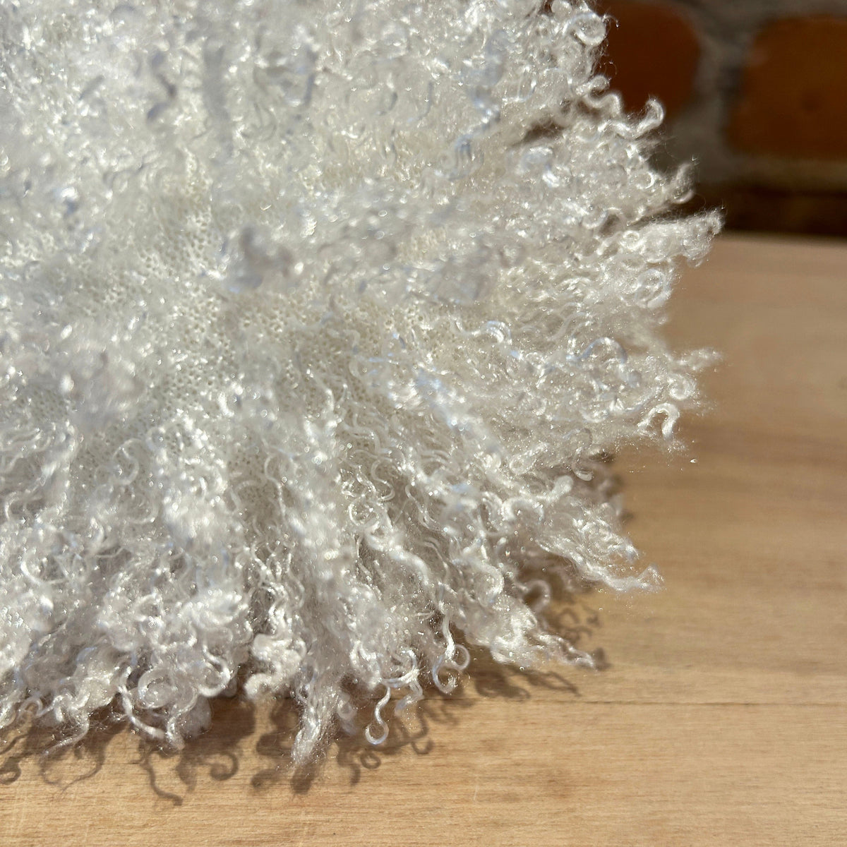 Ice White Curly Lamb Hat Pom, 5 Inch