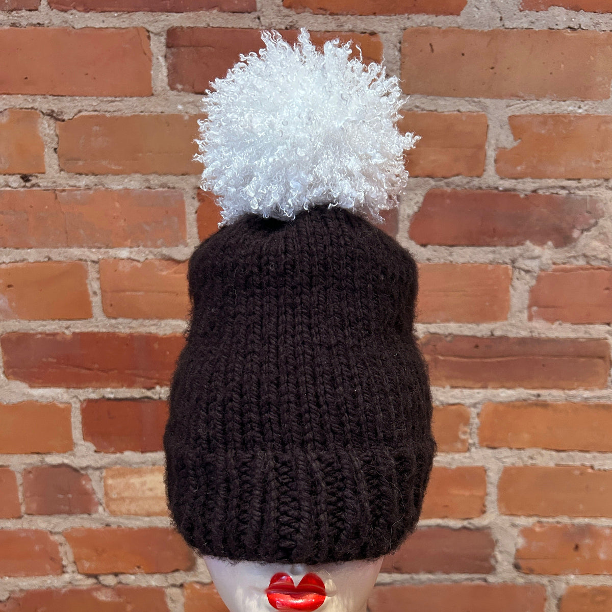 Ice White Curly Lamb Hat Pom, 5 Inch