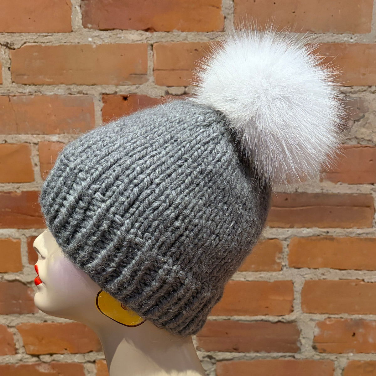 White Blue Fox Pom, 5.5 Inch