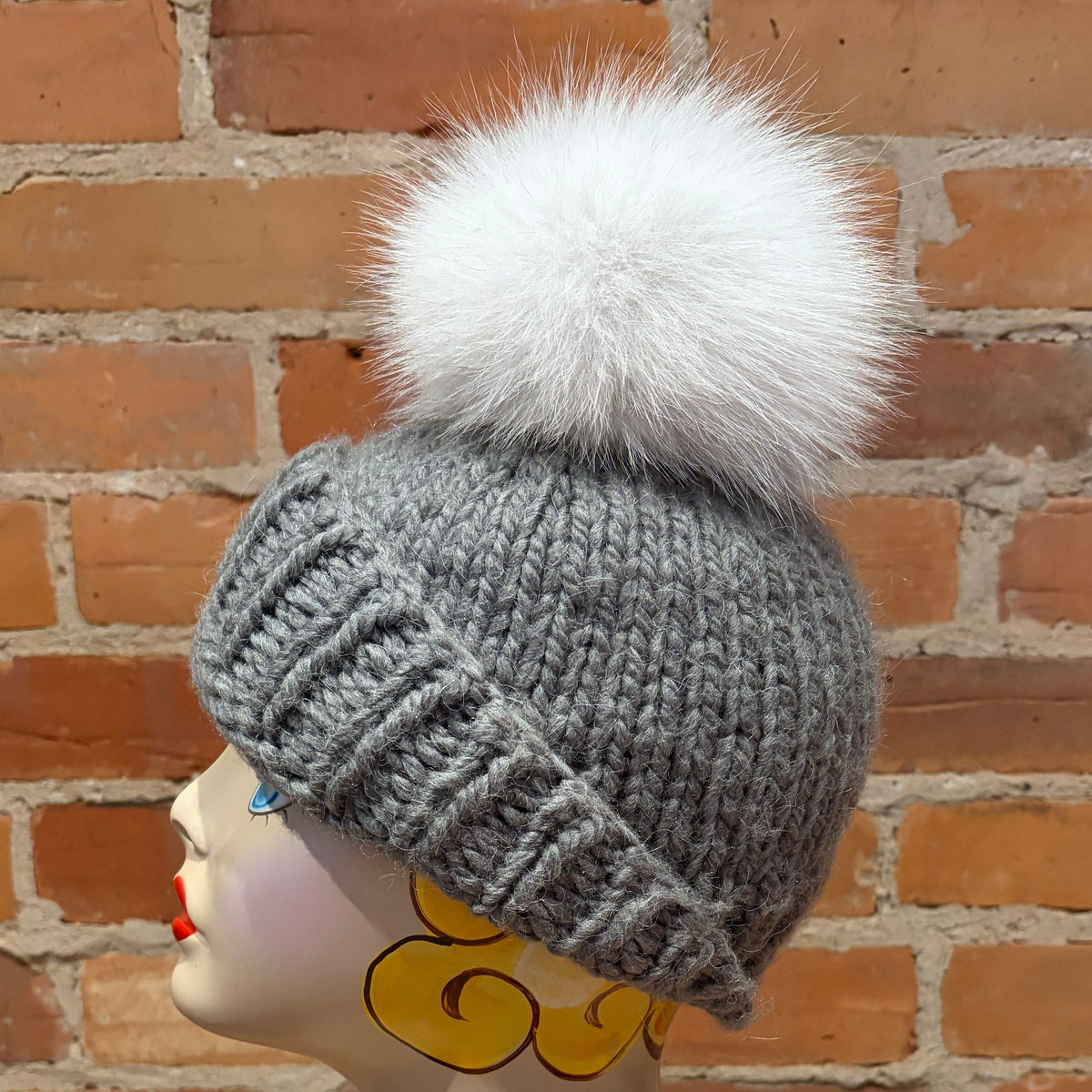 White Blue Fox Pom, 5.5 Inch