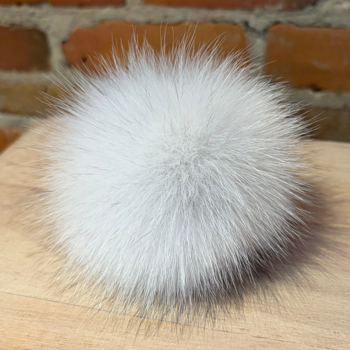 White Blue Fox Pom, 4 Inch