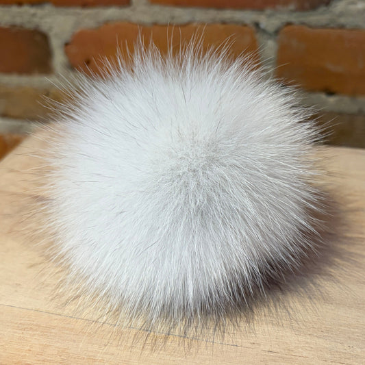 White Blue Fox Pom, 4 Inch