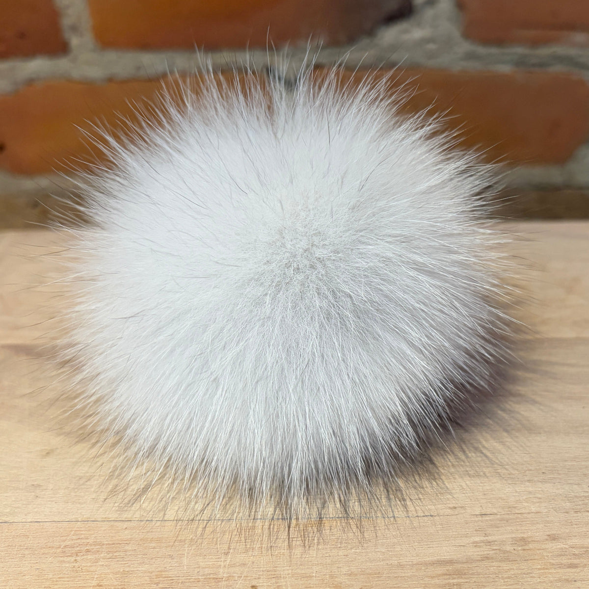 White Blue Fox Pom, 4 Inch