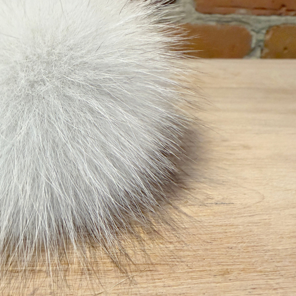 White Blue Fox Pom, 4 Inch