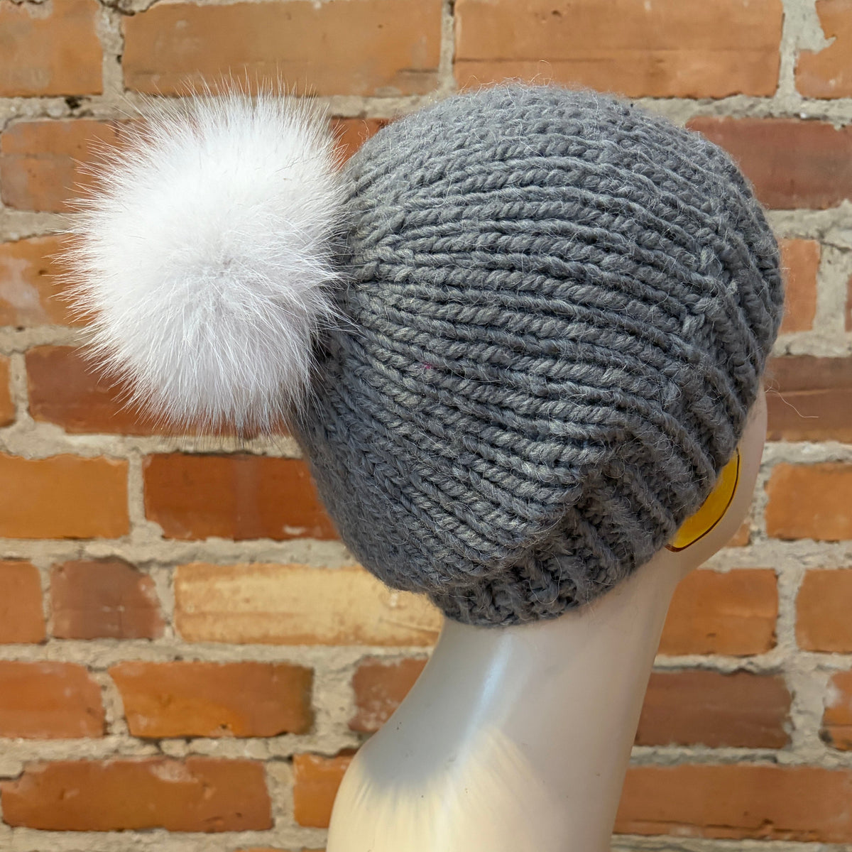 White Blue Fox Pom, 4 Inch