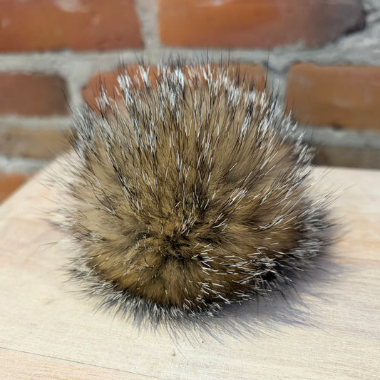 American Grey Fox Fur Pom, 3.5-Inch