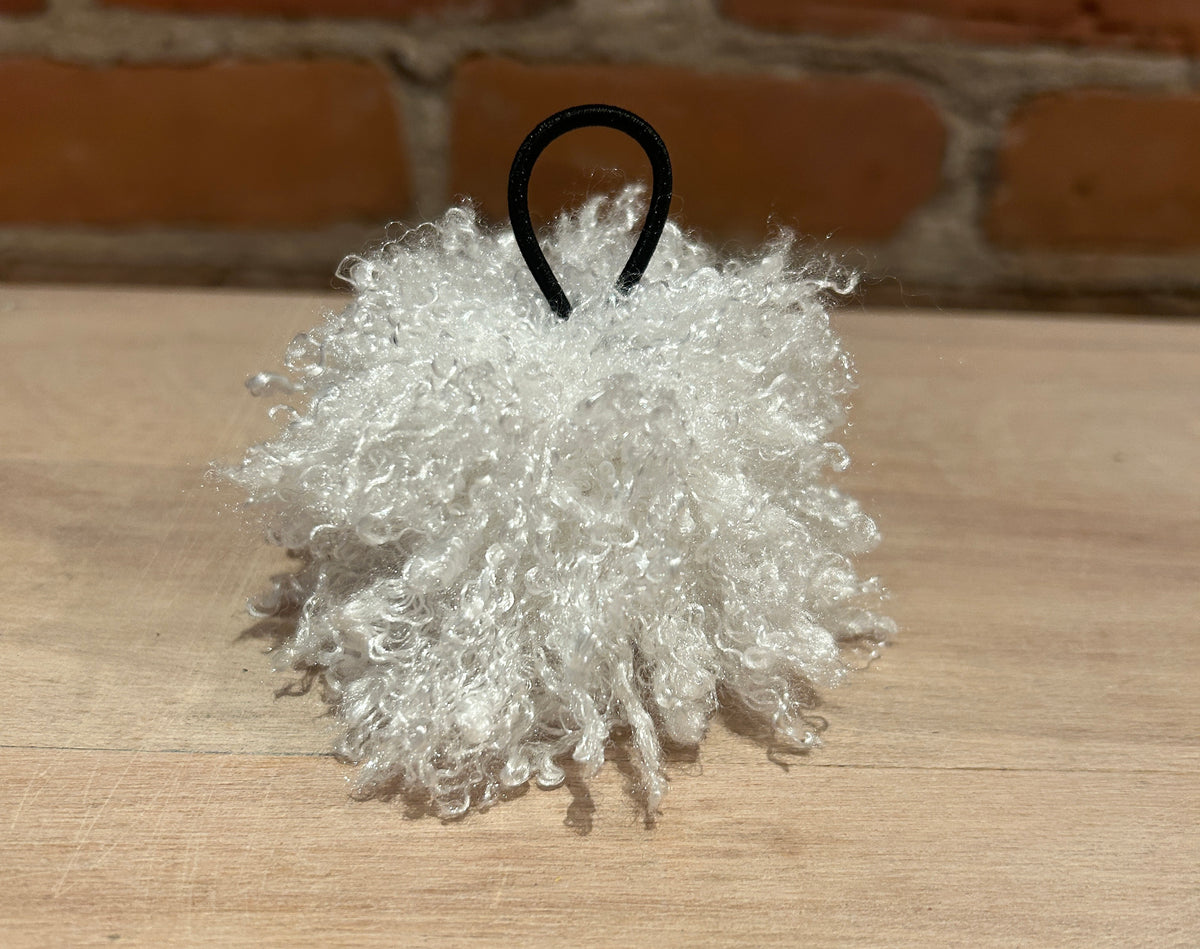 Ice White Faux Fur Curly Pom, 3 Inch