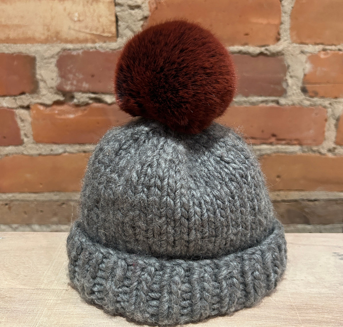 Burgundy Chinchilla Faux Fur Pom, 3.5 Inch