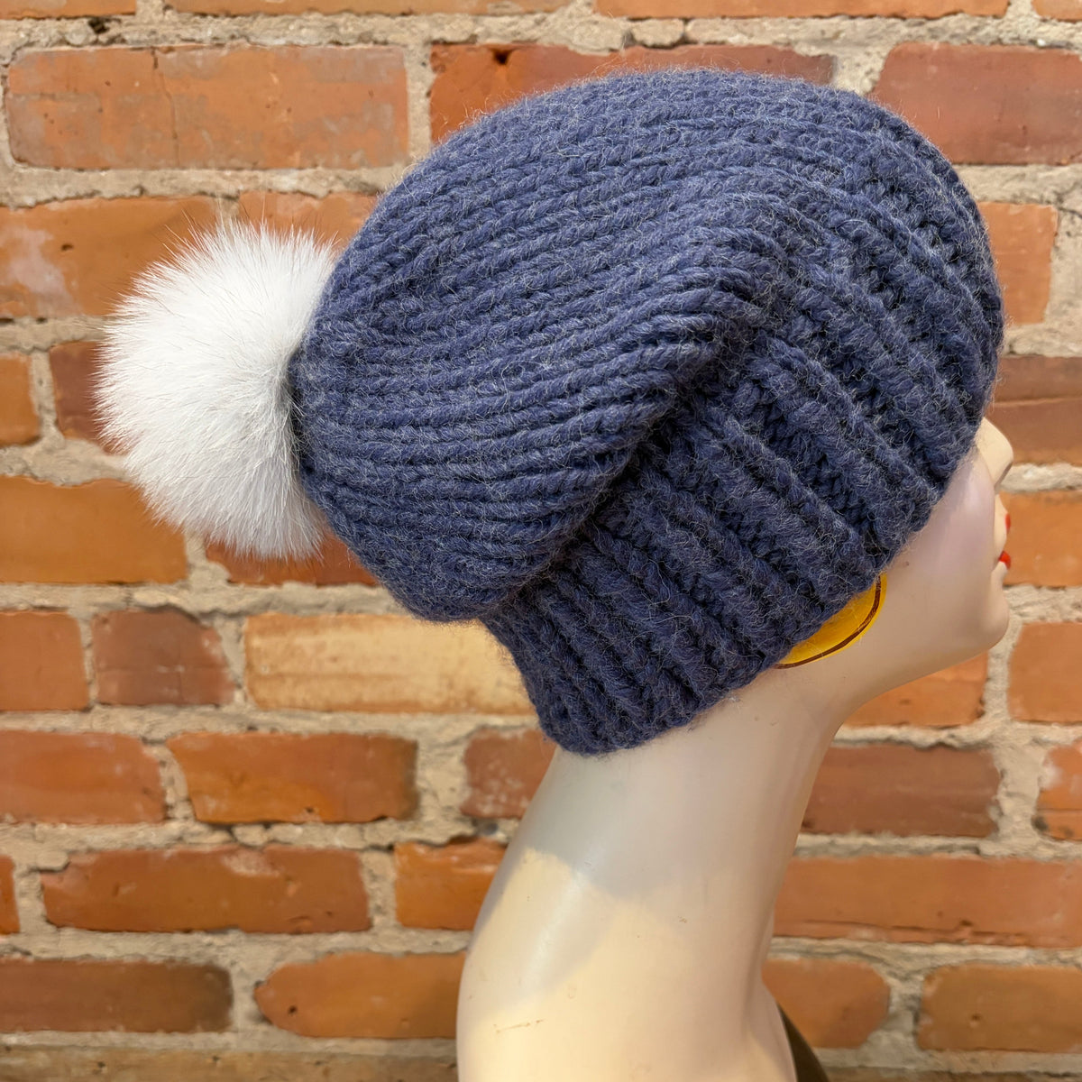 Blue Fox Fur Pom, 3 Inch