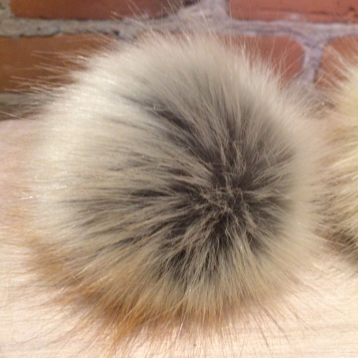 Grey Beige Gold Faux Fur Pom, 5 Inch