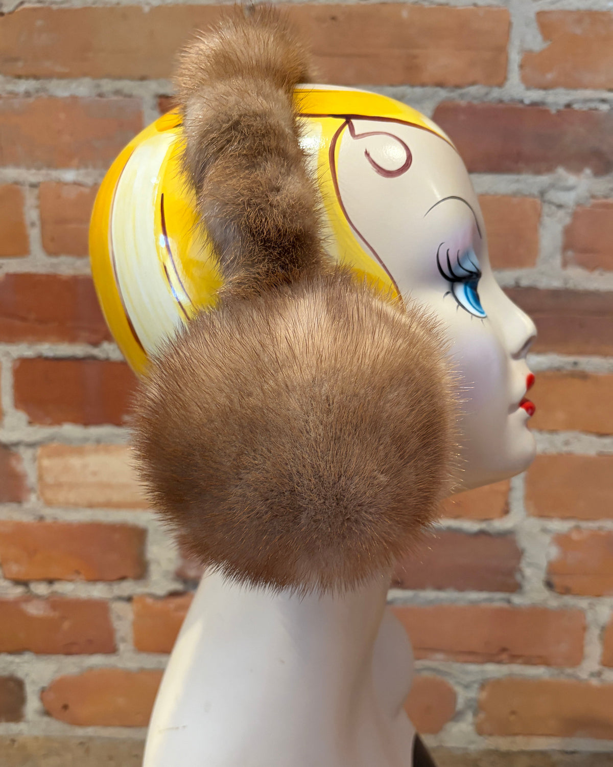 Honey Beige Mink Wrap Around Earmuffs