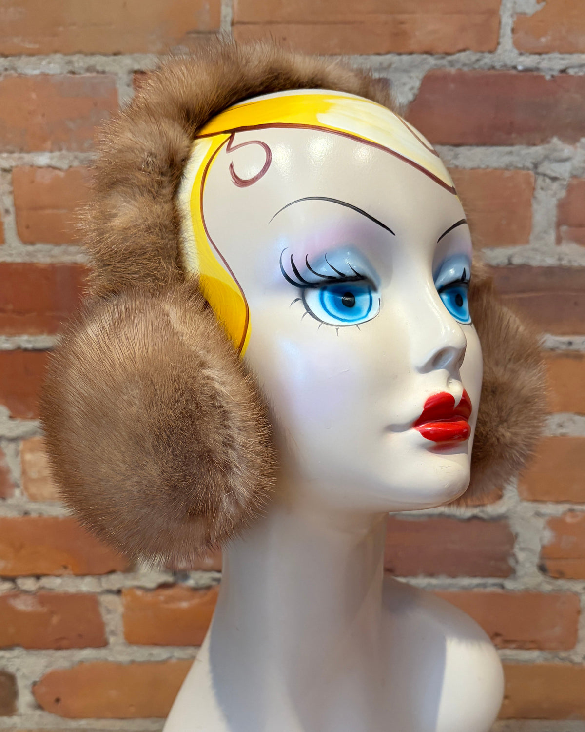 Honey Beige Mink Wrap Around Earmuffs