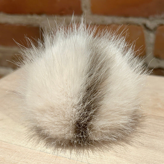 Small Ultra Light Beige and Taupe Stripe 3 Inch Hat Pom