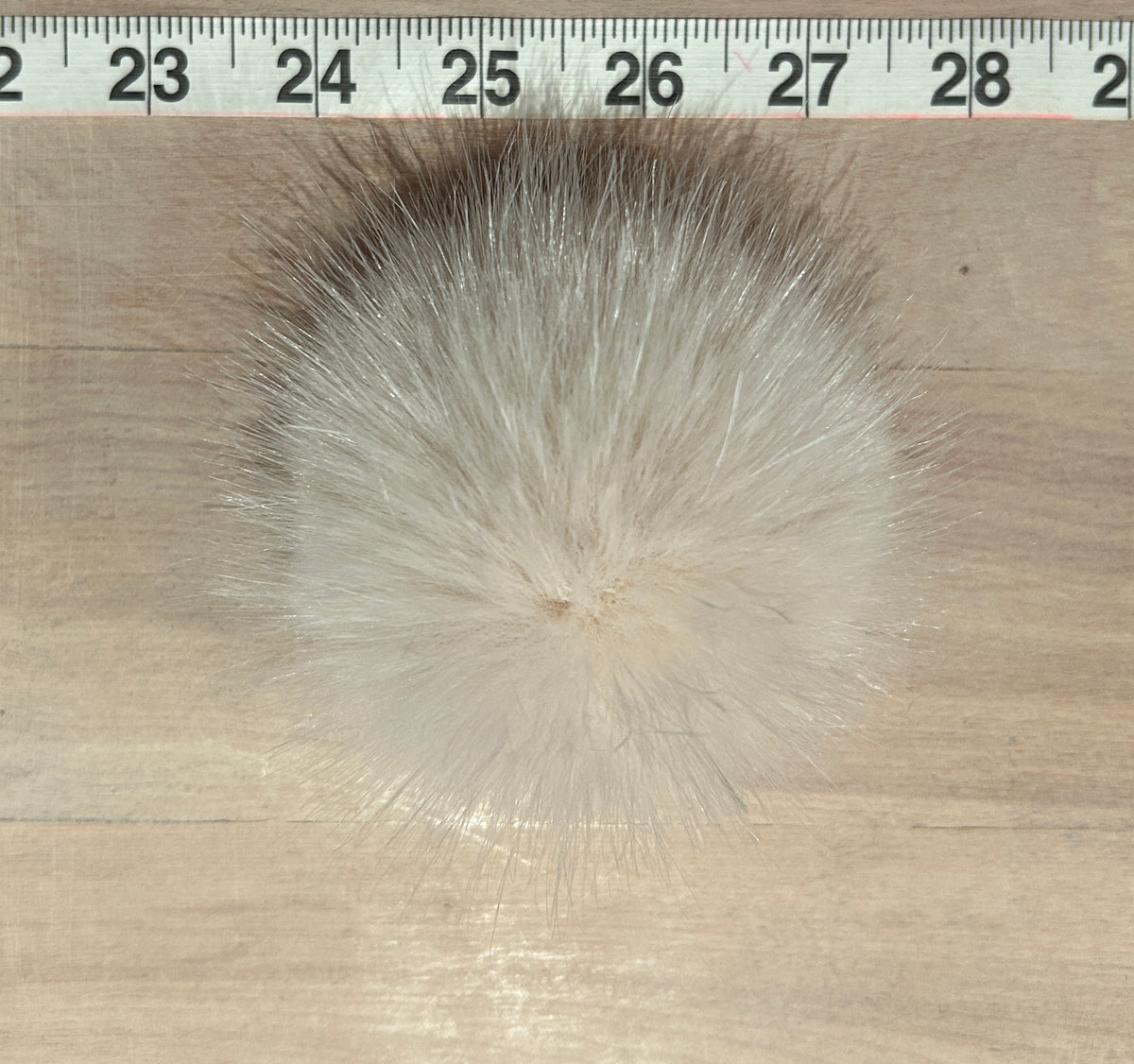 Cream Pink Beige Faux Fur Pom, 3 Inch
