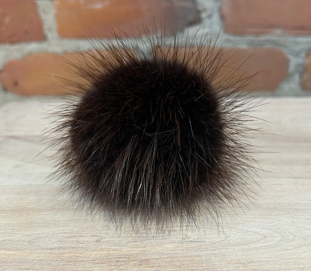 Dark Brown Beaver Fur Hat Pom, 3.5 Inch