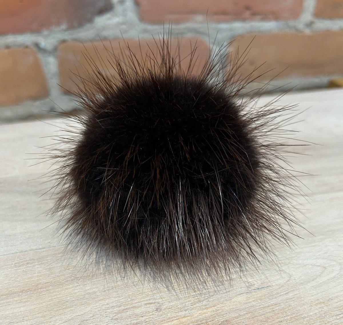 Dark Brown Beaver Fur Hat Pom, 3.5 Inch