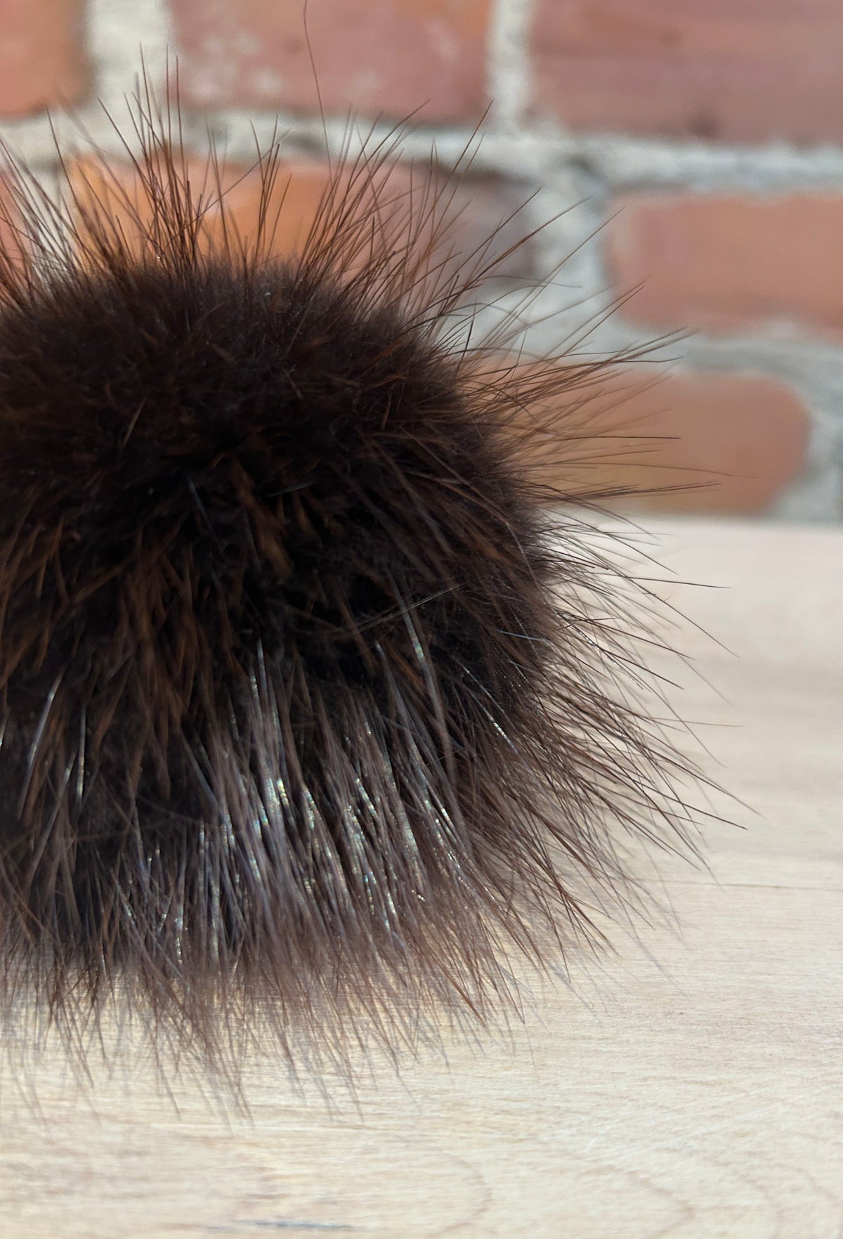 Dark Brown Beaver Fur Hat Pom, 3.5 Inch