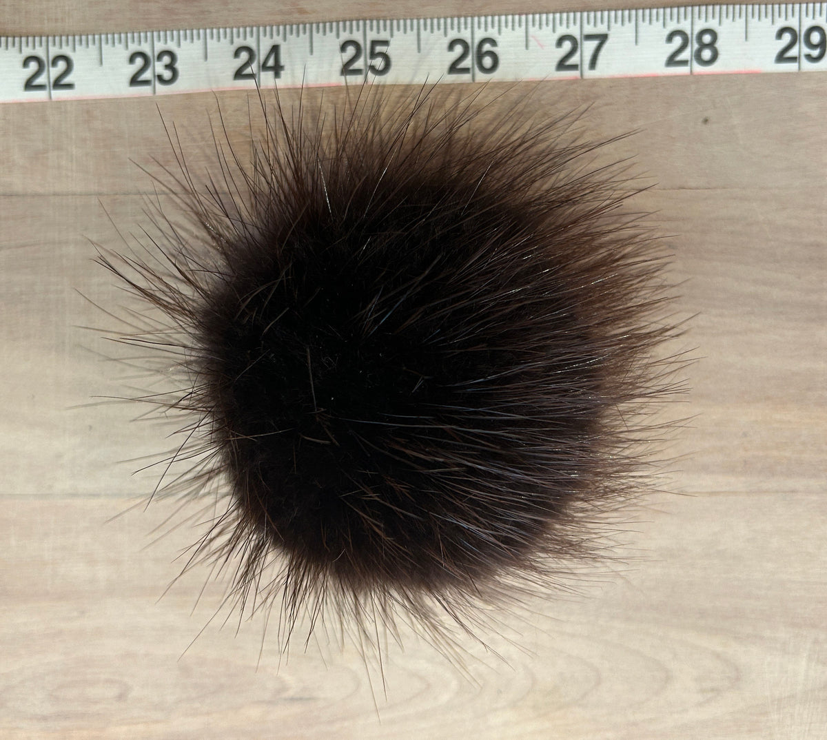 Dark Brown Beaver Fur Hat Pom, 3.5 Inch