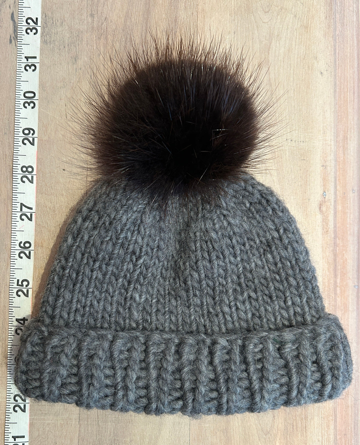 Dark Brown Beaver Fur Hat Pom, 3.5 Inch