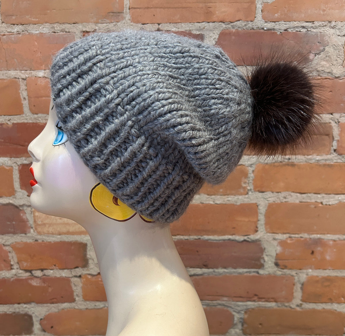 Dark Brown Beaver Fur Hat Pom, 3.5 Inch