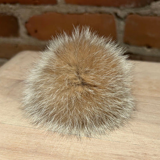Gold Crystal Fox Fur Pom, 3 Inch