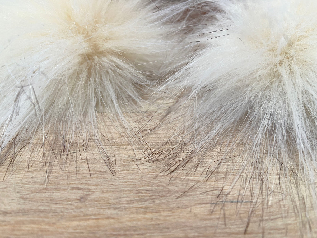 Ivory Peach Faux Fur Pom, 3.5 Inch