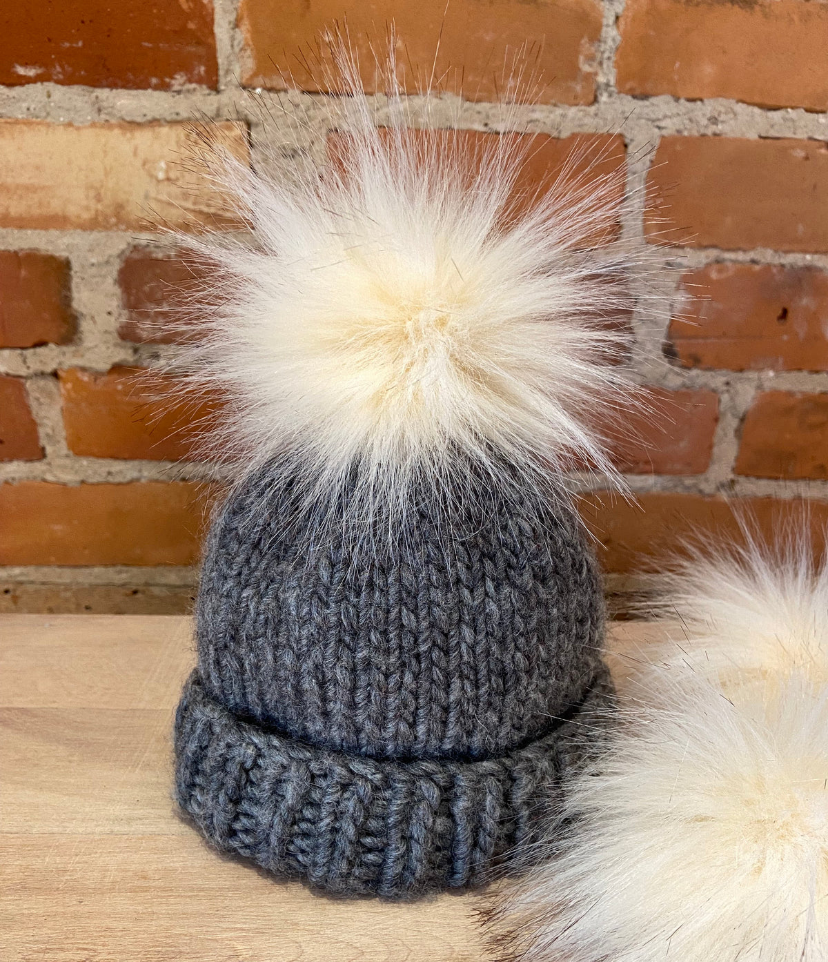 Ivory Peach Faux Fur Pom, 3.5 Inch