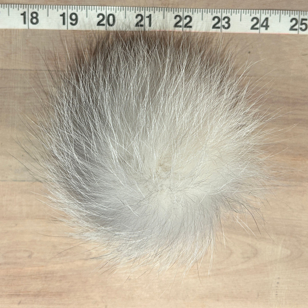 Grey White Fox Pom, 4.5 Inch