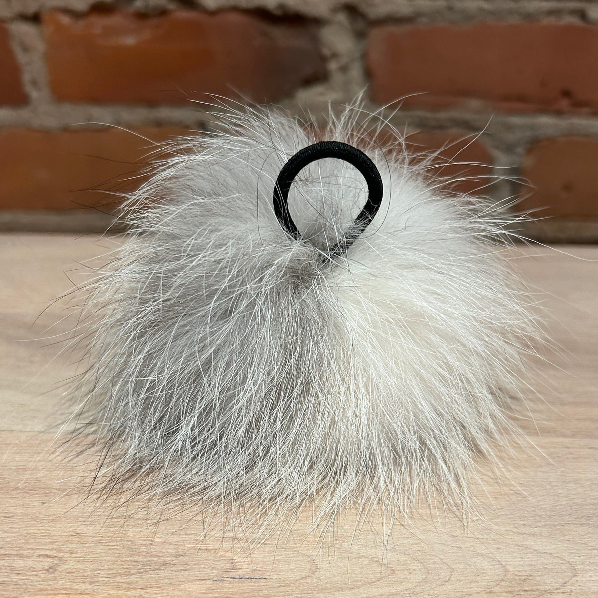 Grey White Fox Pom, 4.5 Inch