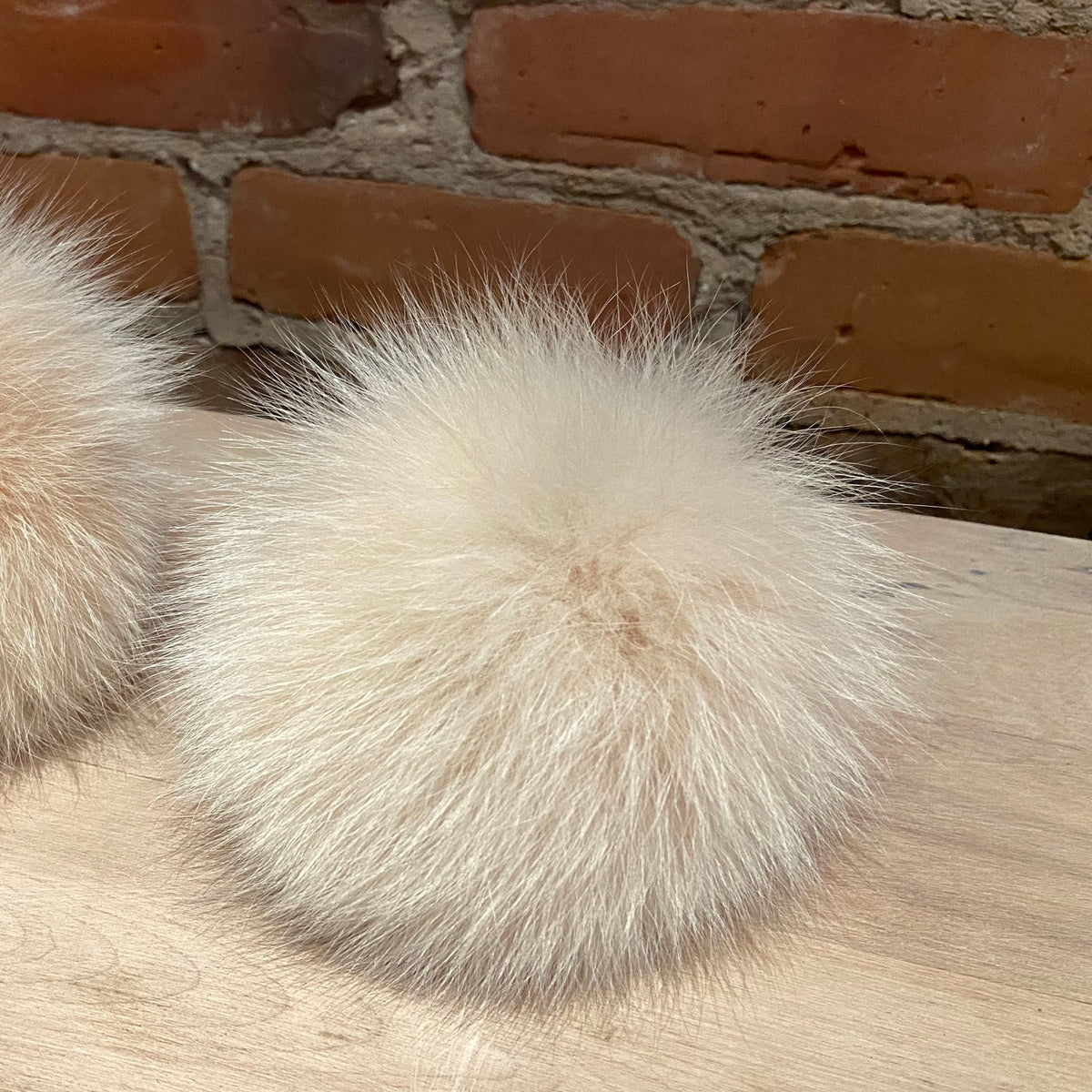 Ivory Peach Fox Fur Pom, 5 Inch