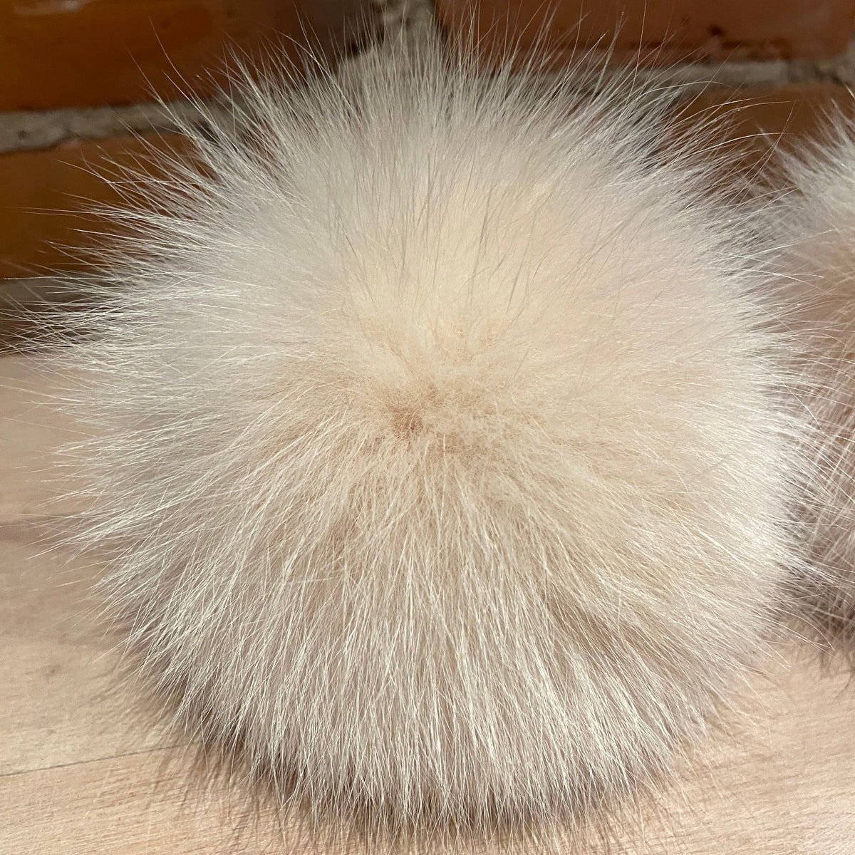 Ivory Peach Fox Fur Pom, 5 Inch