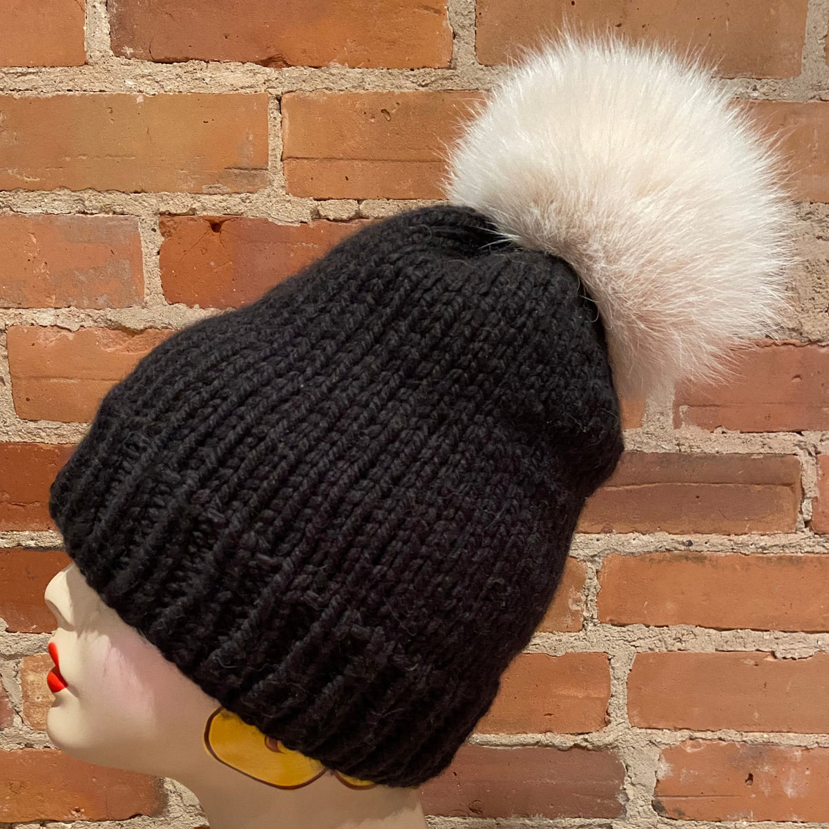 Ivory Peach Fox Fur Pom, 5 Inch