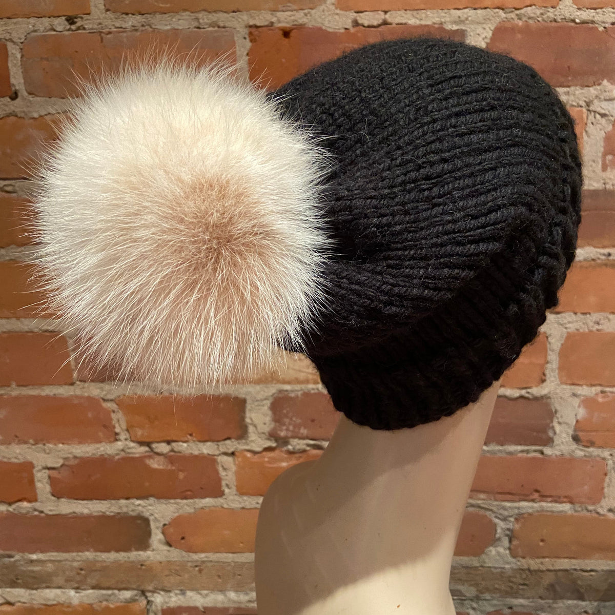 Ivory Peach Fox Fur Pom, 5 Inch