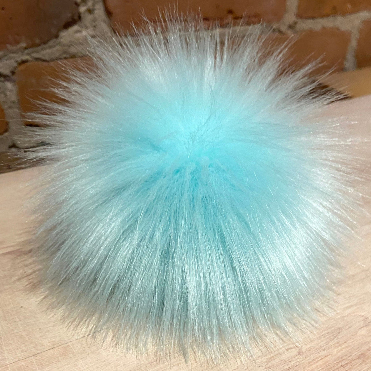 Light Aqua Handmade Faux Fur Hat Pom