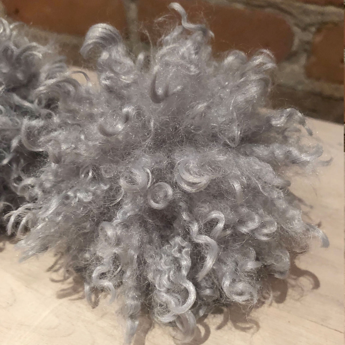 Small Curly Grey Lamb Faux Fur Hat Pom Embellishment