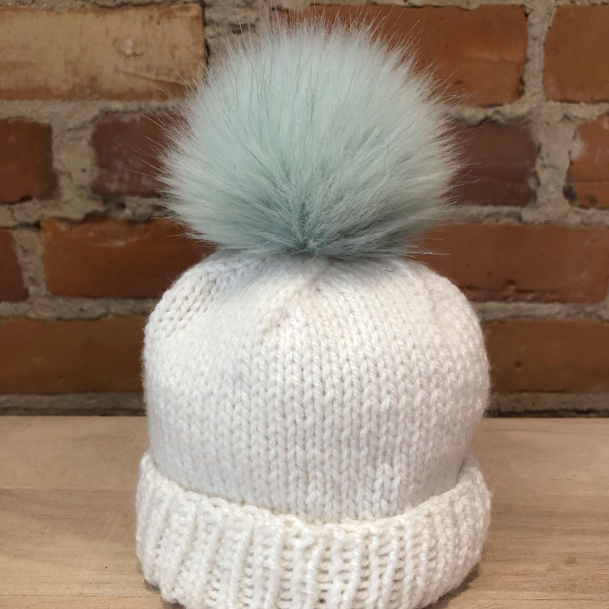Mint Green Faux Fur Pom, 3 Inch