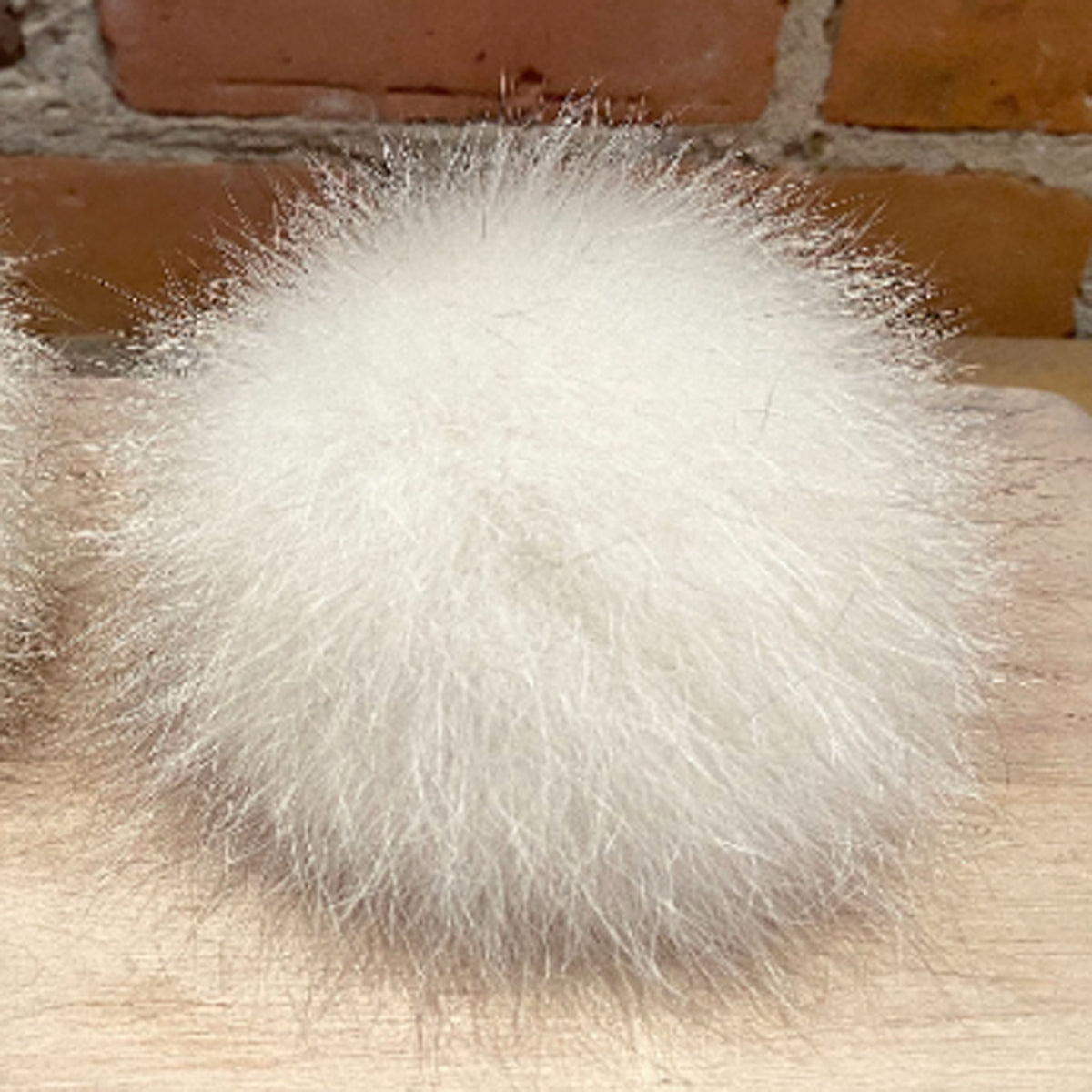 Ivory Blue Fox Fur Pom, 5 Inch