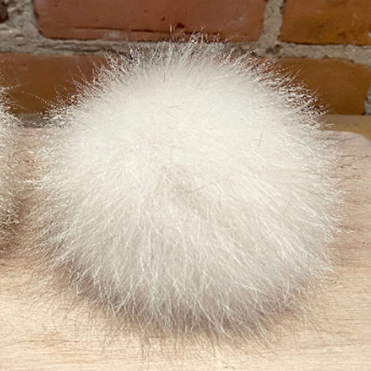 Ivory Blue Fox Fur Pom, 5 Inch