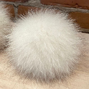 Ivory Blue Fox Fur Pom, 5 Inch