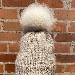 Ivory Blue Fox Fur Pom, 5 Inch