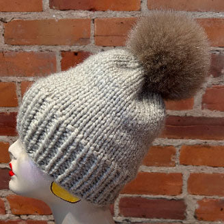 Golden Beige Fox Fur Pom, 5 Inch