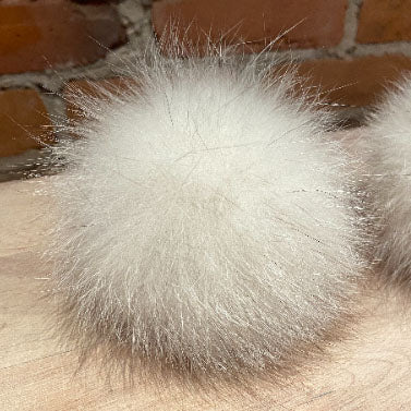Ivory Blue Fox Fur Pom, 5 Inch