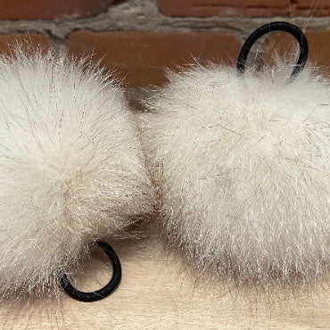 Ivory Blue Fox Fur Pom, 5 Inch